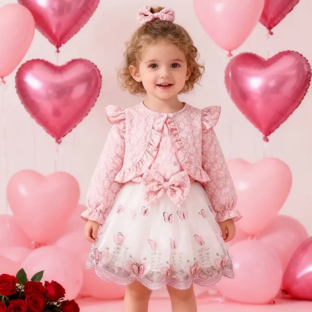 Pink and White Ruffled Dress for Kids